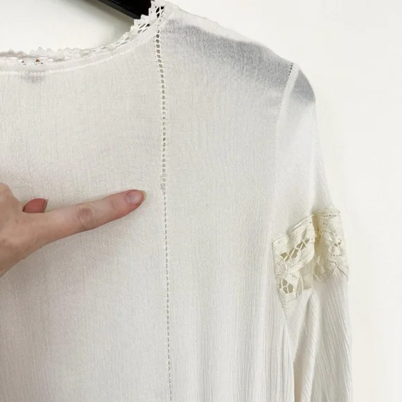 Free People FP One Crocheted Lace Long Sleeve Paige Dress in Ivory size small - Picture 8 of 9